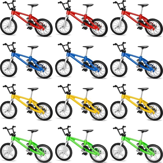 Gejoy 12 Pieces Mini Finger Bikes Mini BMX Bikes Games End of the Year Student Gifts Bulk Miniature Bicycle Toys for Kids Adults Birthday Party Gifts(Vintage Color)