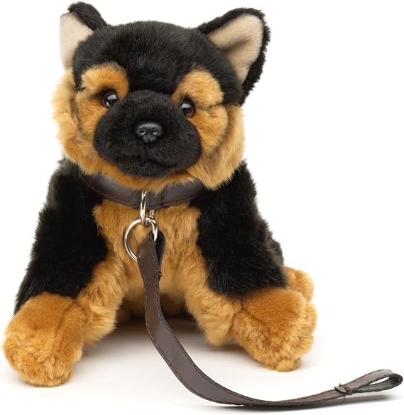 Uni-Toys - German Shepherd Puppy Sitting with Lead - 18 cm (Height) - Plush Dog Pet - Plush Toy