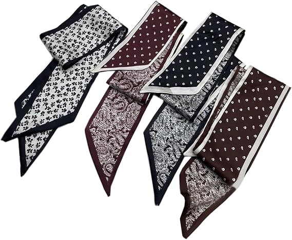 NIDMIDO 4 Pack Purse Scarf for Bags Silk Head Scarf for Hair Handbag Women Scarfs Ribbon Band Hair Neck Scarves Fashion Gifts