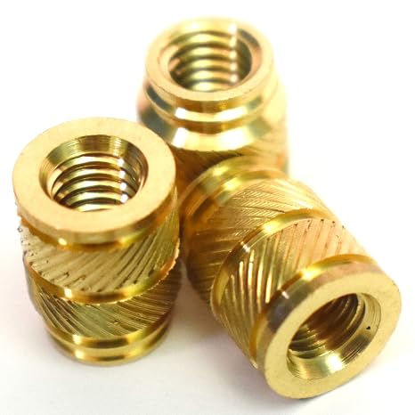 [ J&J Products, Inc ] M6 Brass Insert 20pcs,9.5mm OD, 12.7 mm Length, Female M6 Thread, Press Fitting or Heat Sink or Injection Molding Type, 20 pcs