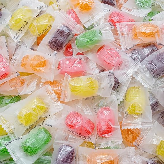Assorted Fruit Hard Candy 1 lb | Flavors (Orange, Cherry, Lemon, Apple, Grape) | Individually Wrapped, Kosher, Gluten Free