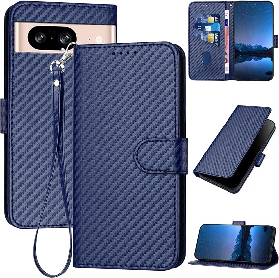 Compatible Google Pixel 8 Case, Book Style, Carbon Fiber Style, Google Pixel 8 Cover, Stylish and Simple, Google Pixel 8 Case, Google Pixel 8 Case Overflow, Lightweight, Slim Smartphone Case
