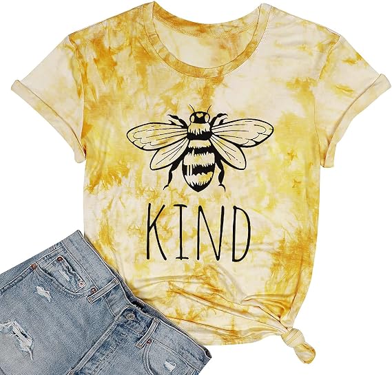 Be Kind Tshirt Women Cute Bee Graphic Shirt Funny Inspirational Teacher Short Sleeve Tees Tops