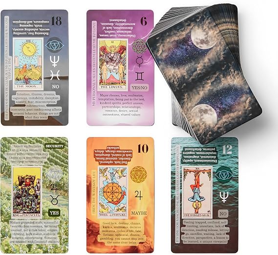 Witchy Cauldron Tarot Cards for Beginners with Meanings on Them 78 Card Learning Tarot Deck, No Book Needed Mid-Reading, Guidebook Included, Upright & Reversed, Chakra & Zodiac | Last Edition
