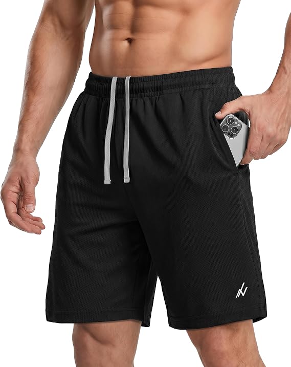 NY Threads Breathable Mesh Mens Athletic Shorts Loose-Fit Quick Dry Shorts