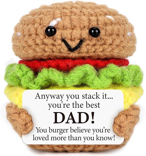 Mini Dad Gifts for Birthday from Daughter Son Wife Positive Crochet Burger