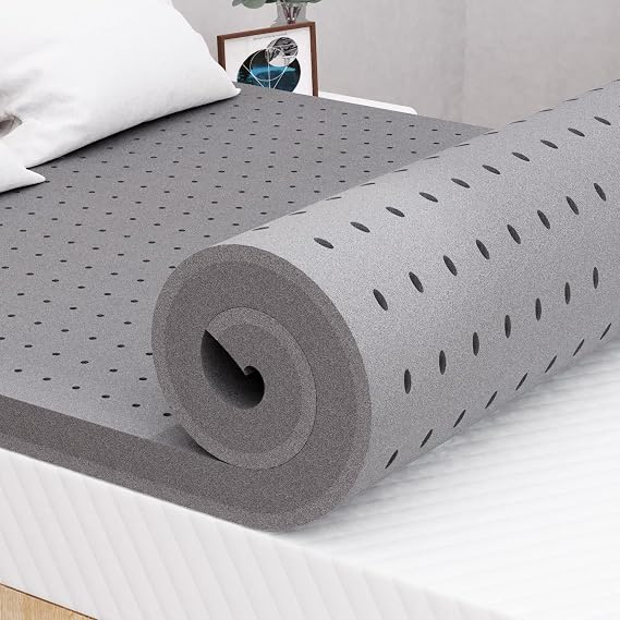 Maxzzz 3 Inch Mattress Topper Queen Size, Firm Memory Foam Bed Mattress Topper, Ventilated Mattress Pad CertiPUR-US Certified Plush 80603