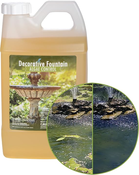 Fountain Algaecide and Clarifier - 64oz - Kills and Inhibits All Types of Algae Growth, Formulated for Small Ponds and Water Features, Treats up to 64,000 Gallons