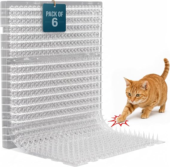 Homarden Cat Deterrent at Home - Pack of 6 Pet Deterrent Mats for Cats and Dogs - Indoor and Outdoor Spike Mats for Pet Training - Durable, Lightweight, Cut-to-Size Design - White, 16.5 x 13.2 Inches