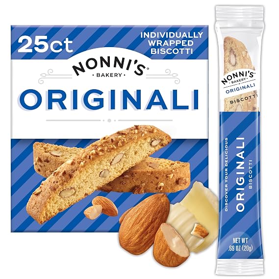 Nonni's Originali Almond Biscotti, Italian-Style Gourmet Cookies, 25ct