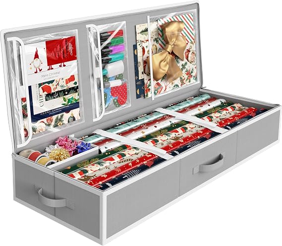 Simple Houseware 41.5" Wrapping Paper Organizer, Fits 40 Rolls, Gray