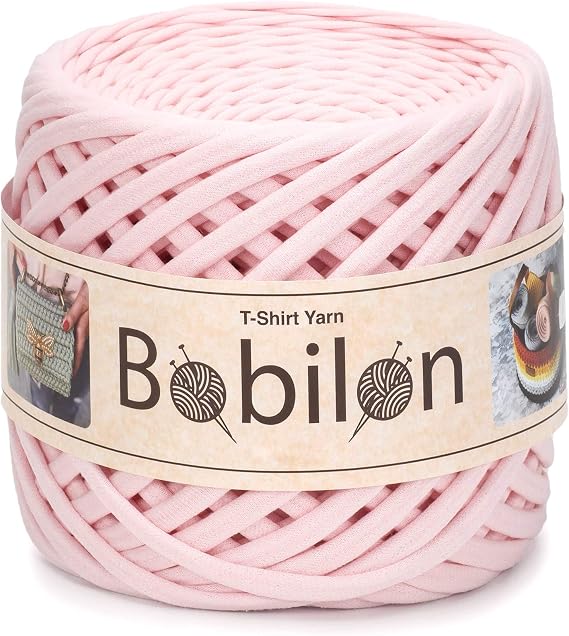 Bobilon 3-5 mm Thin Cotton T-Shirt Yarn for Amigurumi - Blush Pink | 100% cotton t shirt yarn for amigurumi, crochet, knitting and macrame; new fabric, not recycled; 109 yds