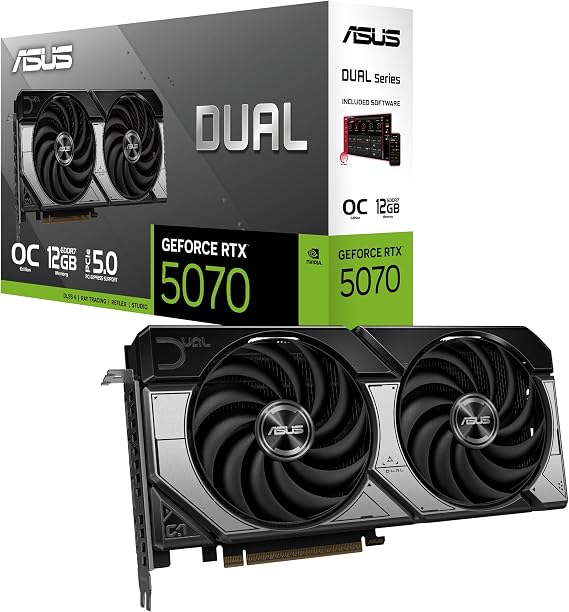 ASUS DUAL-RTX5070-O12G-NVIDIA-GEFORCE-RTX 5070-12GB GDDR7-192bit-2xHDMI-3xDP-DLSS4 GRAPHICS CARD