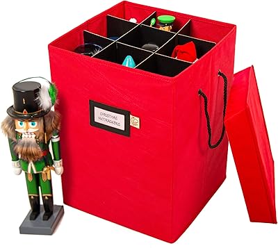 [16 Inch Tall Nutcracker and Figurine Collectibles Storage Boxes] - Large Ornament Bag for Holiday Decor Storage - Great for Storing 9 Carolers, Santa Figure, or Nut Cracker Ornaments