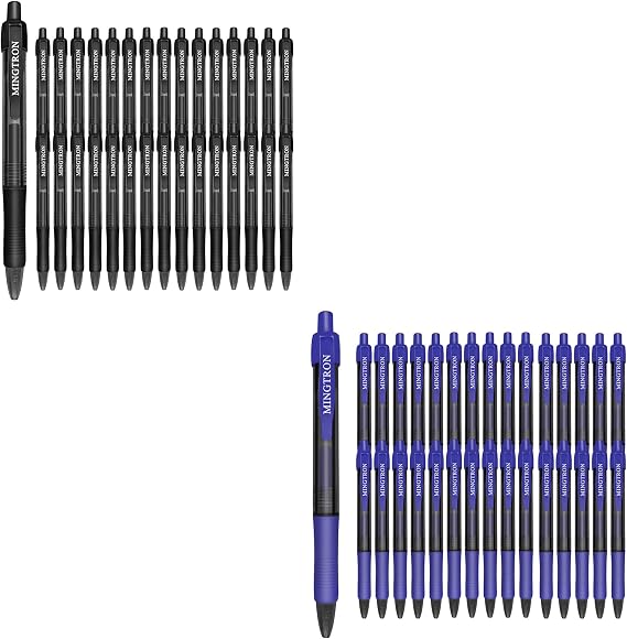 Gel Pens, 30 Pack Blue Pens + 30 Pack Black Pens Fine Point, No Smear Ink Pens for Left Hand, Click Pens Bulk, Retractable Rollerball Pens for Smooth Writing, 0.5MM, Black & Blue Ink