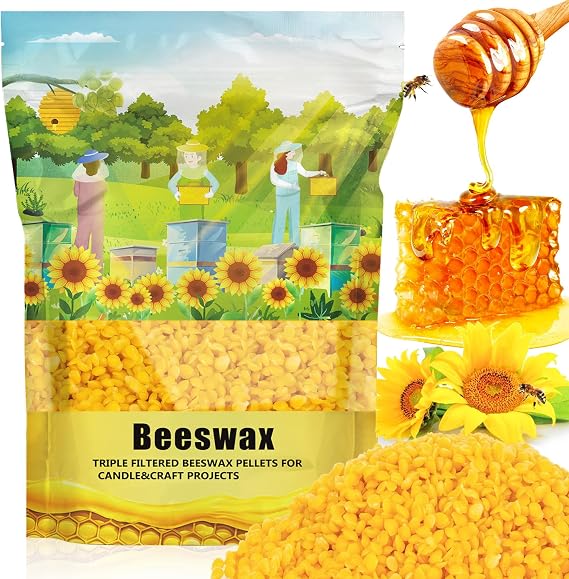 CARGEN Yellow Beeswax Pellets- 430g (0.95lb) Beeswax Pellets Triple-Filtered Natural Bees Wax Cosmetic Grade Bee Wax for DIY Candles Skin Care Lip Balm Soap | Cosmetic Grade Bee Wax for DIY Candle Making, Lip Balm, Soap Making, Skin Care, Crafts, Aromatherapy and Handmade Projects