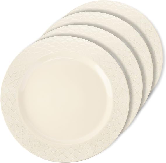 Signature Housewares Sahara Dinner Plates (Set of 4), Ivory, Large