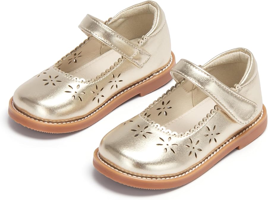 THEE BRON Girls Mary Jane Shoes Cutout Toddler Princess Dress Oxford Flats