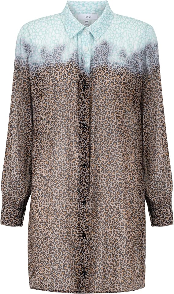 Animal Print Dress With Twist Gradient Color Transition