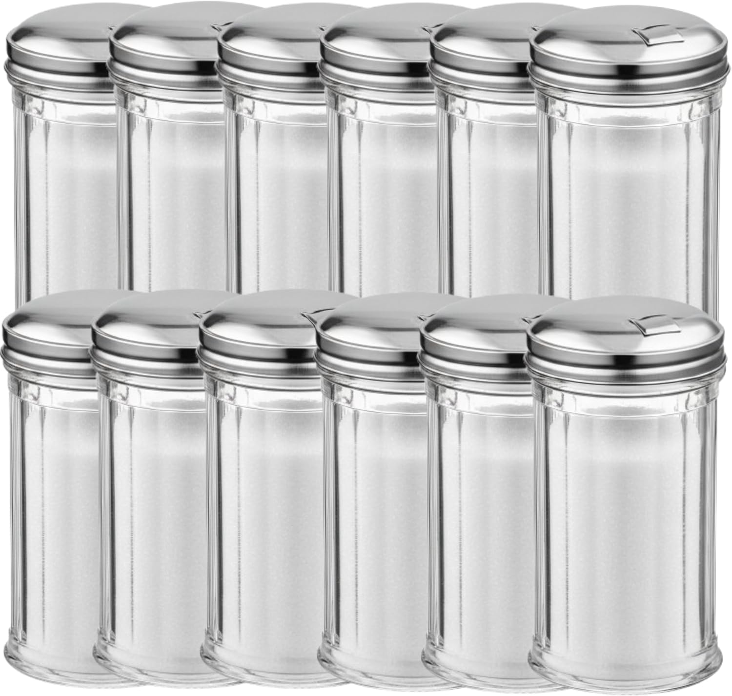 Sugar Shaker with Stainless Steel Pour-fip Lid, Clear Plastic Suger Shakers/Dispenser with 12 Oz. (360 ml) Capacity by GEEX DEPOT (12)
