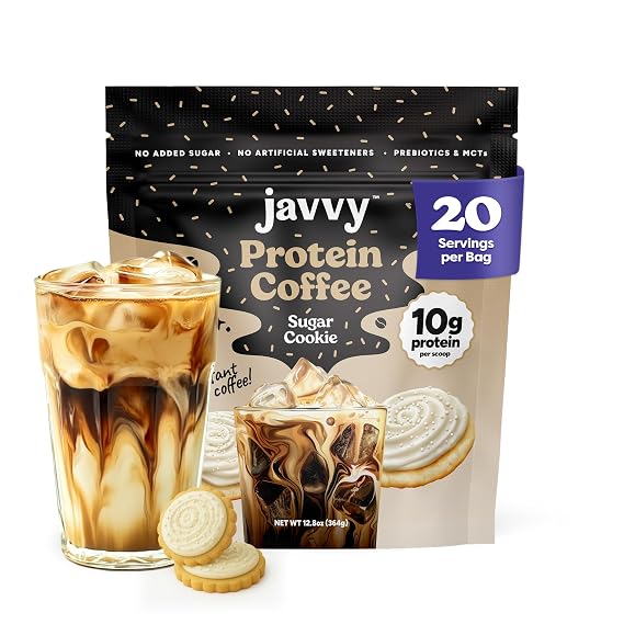 Javvy Protein Coffee for Cold Brew & Iced Coffee, Sugar Cookie