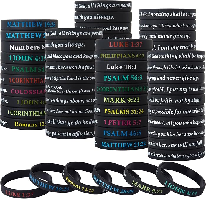QEERBSIN Bible Verses Bracelets Motivational Christian Rubber Bracelets