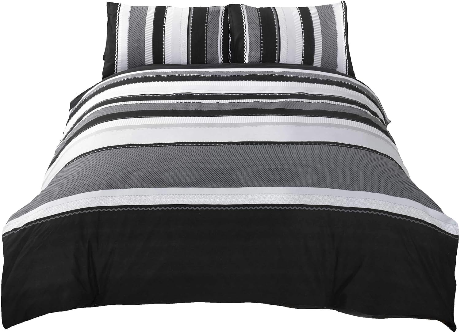 Rapport Home Grey Striped Single Duvet Cover Set - Modern 50% Cotton Blend Bedding with 1 Pillowcase 135x200cm - Easy Care & Oeko-Tex Certified Quilt Cover