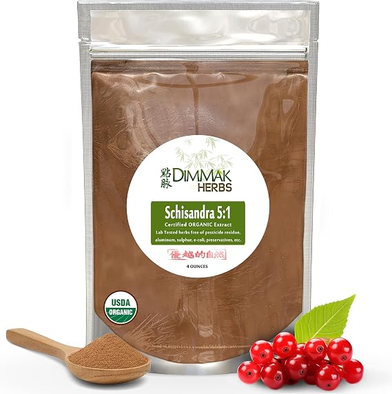 Dimmak Herbs Organic Schisandra Berry Extract 5:1 (Wu Wei Zi)- The Five Flavor Adaptogen for Liver Detox, Glowing Skin & Mental Focus- Stress Relief Tonic (4oz)