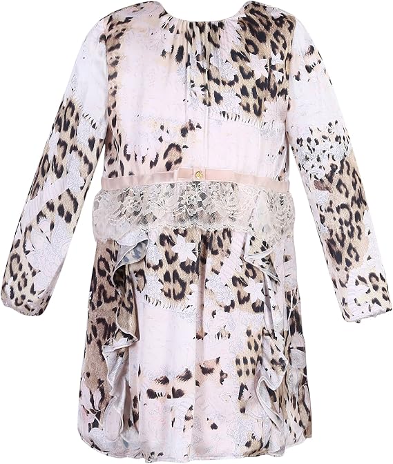 Richie House Girls' Long Sleeve Pink Leopard Dress Size 1-10Y RH2529
