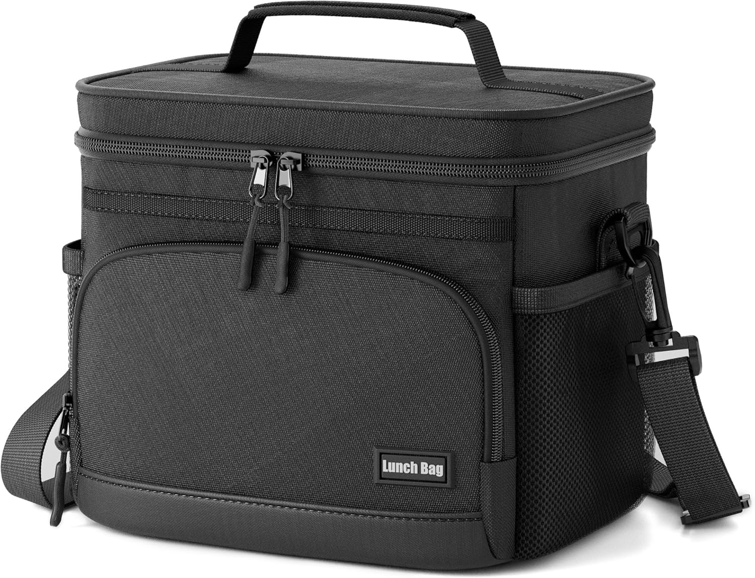 Insulated Lunch Bag for Women & Men, Soft Cooler Tote for Work, Office, Travel, Picnic - Black, 9L