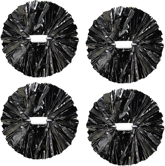 4Pcs Metallic Cheerleading Pom Poms, Creatiee 2 Pair Cheerleader Cheering Squad Pompoms for School Sports Dance Games Team Spirit Cheer