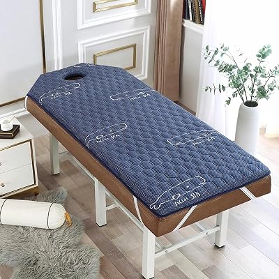 Thicken Lash Bed Topper for Massage Bed with Face Hole Memory Foam Spa Massage Mattress Topper with Elastic Band Non-Slip Lash Bed Cushion for Beauty Massage,Bluet,180  70cm