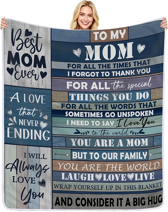 pinata Gifts for Mom Blanket, Mom Gifts for Mothers Day from Daughter Son, Anniversary Birthday Gift for Moms, Teen Moms Blanket for Mothers Day, Valentines, Mothers Gift Blue Blankets 50X60
