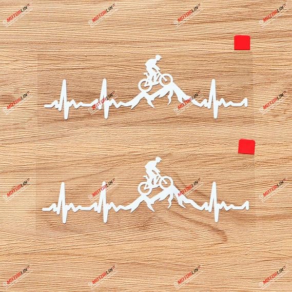 Cycling Bike Bicycle Car Sticker Decal Vinyl Heart Beat Mountain Rider