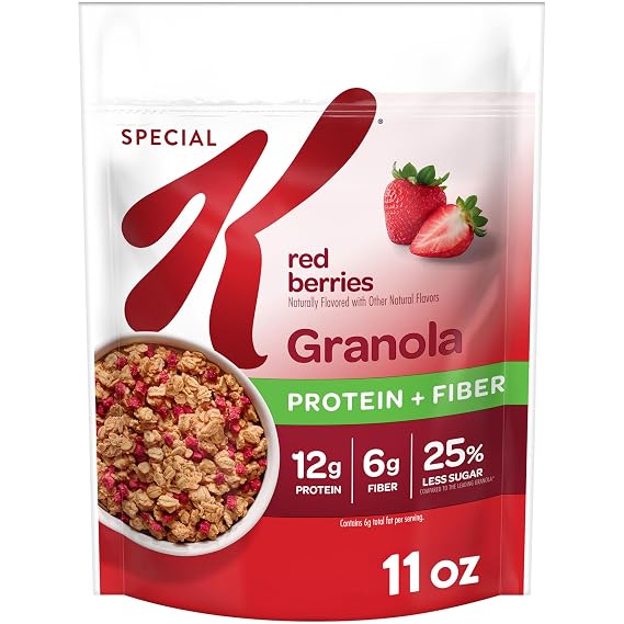 Kelloggs Special K Granola, Protein Granola, Fiber Snacks, Red Berries, 11oz Bag (1 Bag)