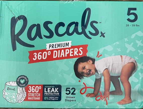 Rascal + Friends Diapers Size 5, 52 Count
