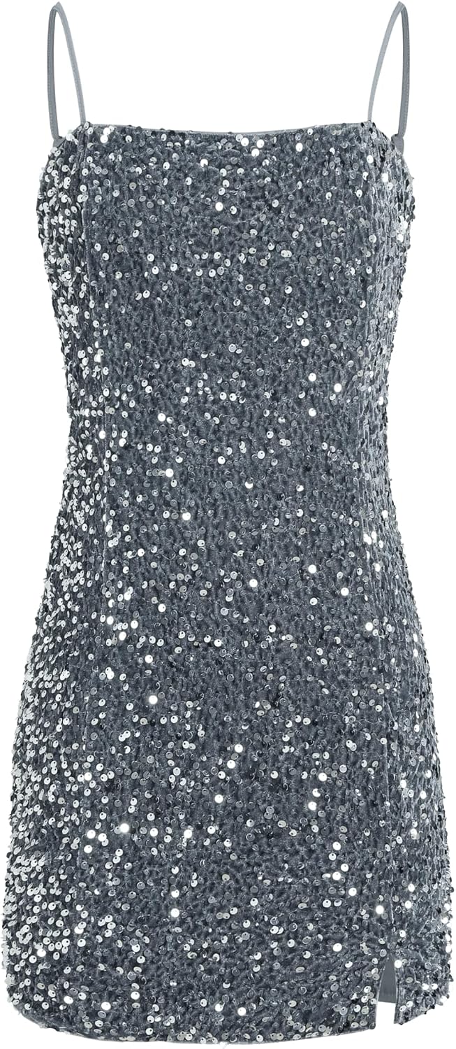 CIDER Sequin Cami Split Short Dress
