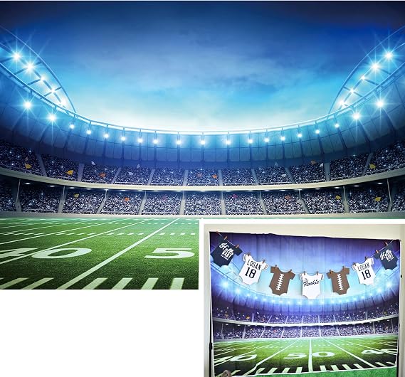 7x5ft Football Sport Backdrop American Football Field Photo Background Man Sports Competition Stadium Birthday Party Banner Newborn Boys Supplies Props Baby Shower