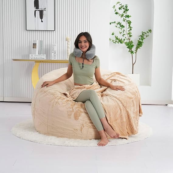 3 FT Beanbag Chairs for Adults Big Bean Bag Bed with Filler Included, Comfy Large Beanbag Chairs for Adults - Machine Washable and Soft Mink Bonded Cover