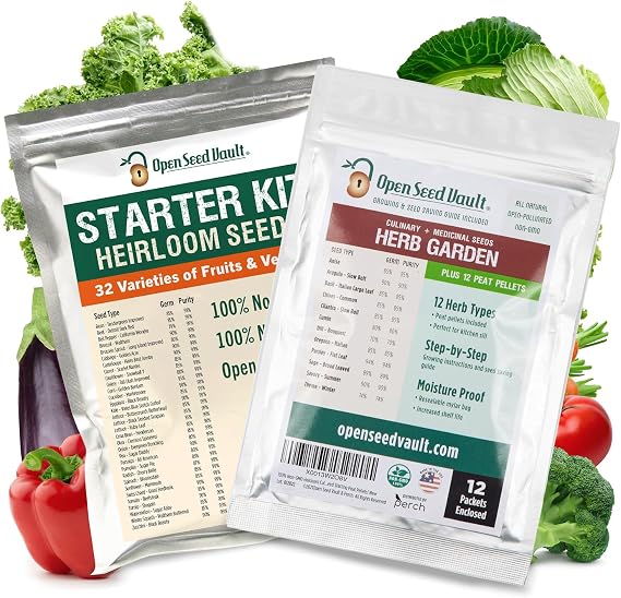 Vegetable, Fruit & Herb Seeds, 44 Packs, Non-GMO, 15,000+ Seeds