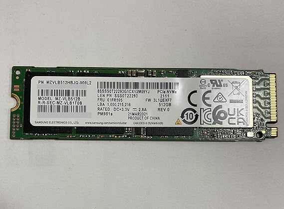 MZVLB512HBJQ-0000 Samsung 512GB PM981a SED Encryption M2 M.2 2280 PCIe SSD MZ-VLB512C 0WD87X WD87X PM981 Phoenix Controller Compatible with Dell HP Acer Asus Lenovo