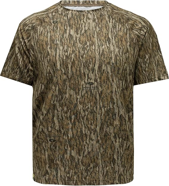 Mossy Oak Camo Hunting Short Sleeve Shirt for Men - Lightweight Performance Stretchable Tee with 4-Way Stretch & Cooling Tech