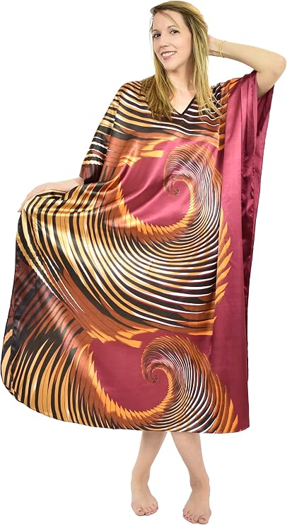 up2dateファッションのレディースサテンCaftan In Intricateペイズリープリント カラー: ブルー