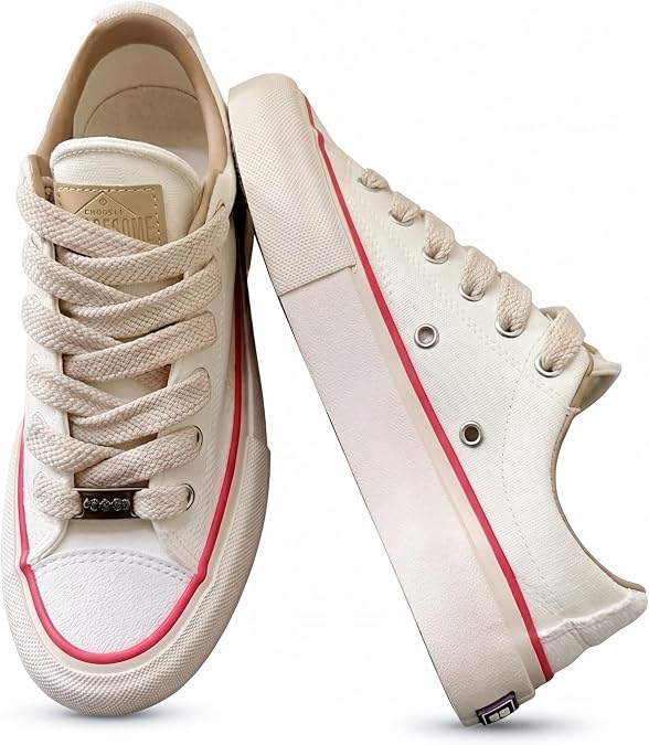Platform Canvas Sneakers for Women & Men, Retro Low Tops
