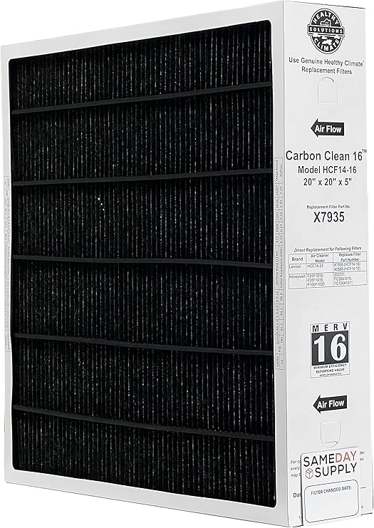 Lennox X7935 20x20x5 Healthy Climate Carbon-Clean MERV 16 Filter Bundle with Same Day Supply Filter Change Reminder Magnet (1-Pack)