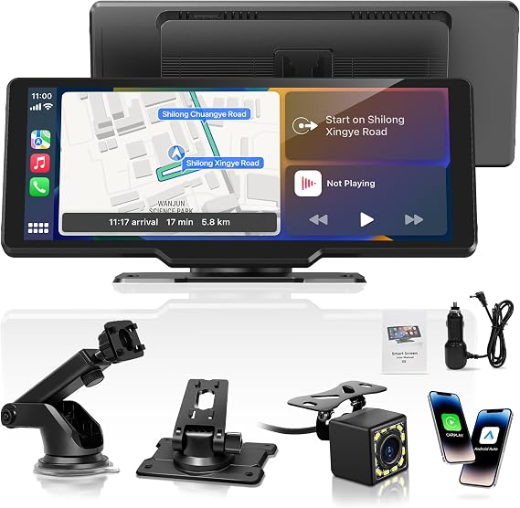 10.26" Wireless Carplay Screen for Apple CarPlay&Android Auto,Backup Camera | Touchscreen Apple Carplay & Android Auto with Voice Control/GPS Navigation/OTA Update/Mirror Link/Bluetooth 5.0/AUX/FM