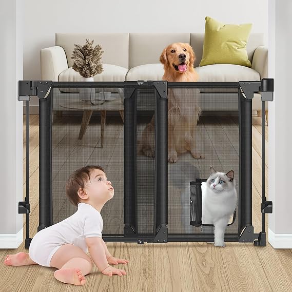 Upgraded 28-43" No Bottom Bar Baby/Dog Gate for House/Stairs/Doorways Use