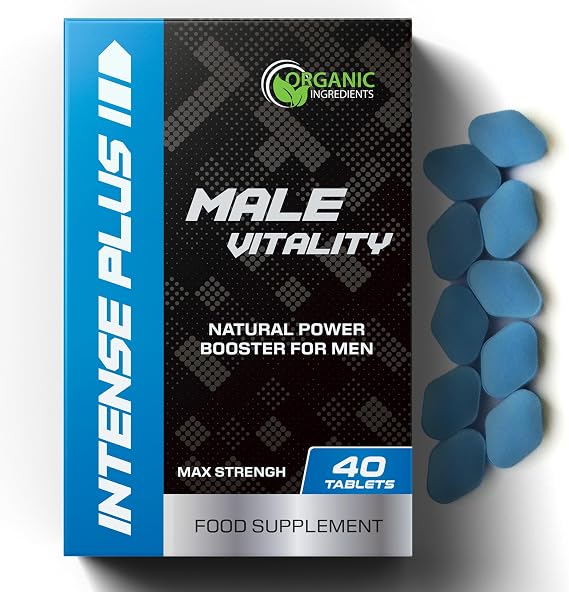 Intense Plus 40 Tablets for Men – Extra Strong, Fast-Acting Energy and Stamina Pills – for Enhanced Performance with Ginseng and Herbal Extracts – Made in The UK