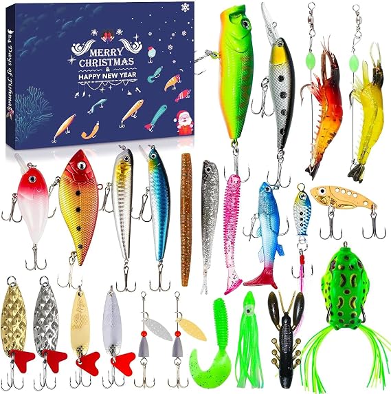 2026 Fishing Lure Advent Calendar 24 Days for Men Teens