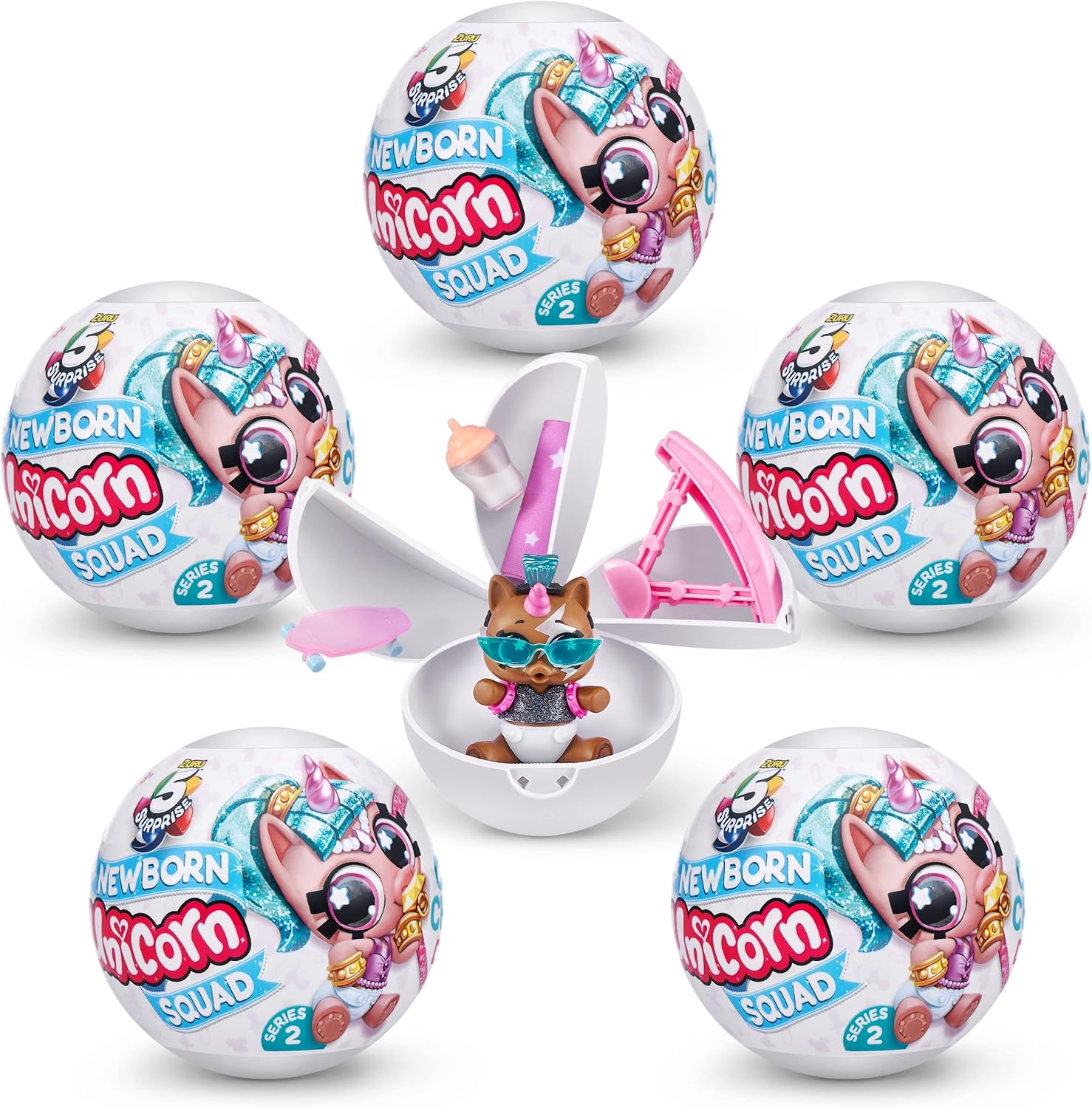 5 Surprise Unicorn Squad Series 5 Newborn Unciorn Mystery Collectible Capsule 5 Pack